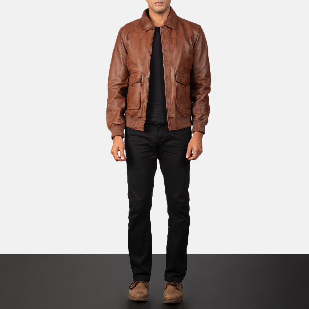 Coffmen Blouson Bomber en Cuir pour Homme – Vue produit alternative 3