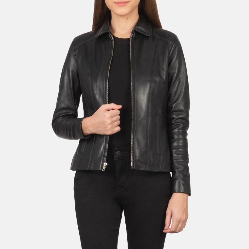 Colette Noir Veste en Cuir pour Femme