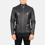 
Vue détaillée of Band with Snap Button & Zipper Hardware on Damian Grey Suede Biker Jacket