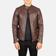 
Détail de confection artisanale de l'ourlet sur Damian Grey Suede Biker Jacket