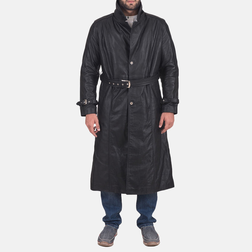 Daniel Noir Trench-coat en Cuir pour Homme