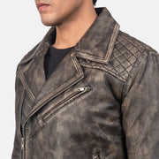 Danny Matelassé Veste Motard en Cuir pour Homme – Vue produit alternative 5