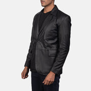 Black Sheepskin leather Blazer - Vue de dos avec coupe ajustée aux épaules &amp; ourlet soigné