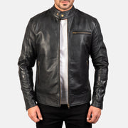 
Dean Noir Veste Motard en Cuir pour Homme en cuir de vachette noir véritable - Vue de face & silhouette ajustée | Acheter en ligne