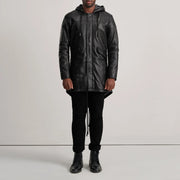 Delvin Tan Leather Parka - Vue de profil avec coupe de manche ergonomique