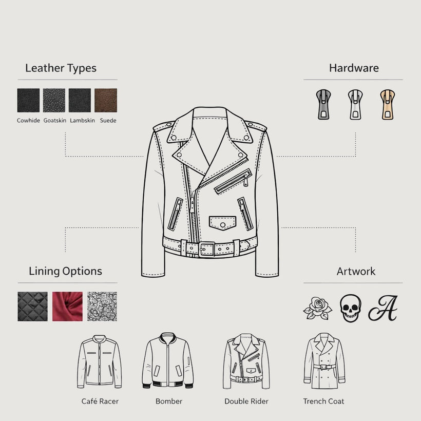 Design Your Own Veste en Cuir pour Homme