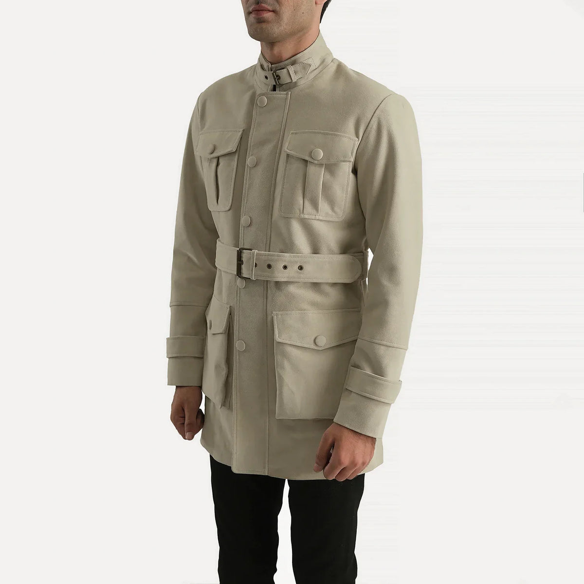 Off-White Cowhide suede Jacket - Vue de dos avec coupe ajustée aux épaules &amp; ourlet soigné