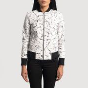 Women's Donna Blake Blanc Blouson Bomber en Cuir pour Femme in White Sheepskin Dip &amp;Amp; Dye - Vue de face &amp; silhouette ajustée | Acheter en ligne