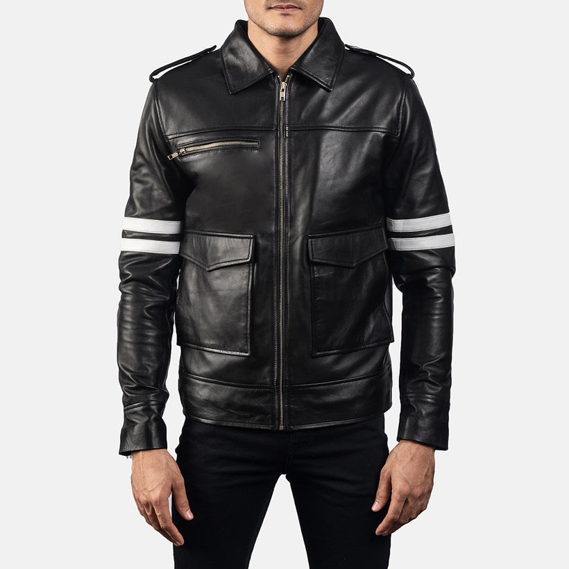 Dragonhide Noir Veste en Cuir pour Homme