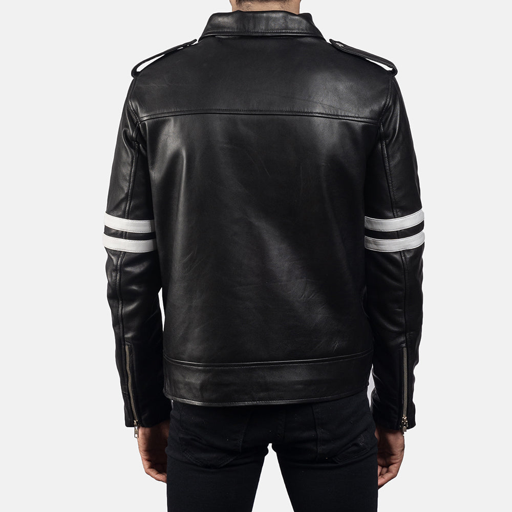 Vue détaillée of Shirt &amp; Zipper Hardware on Dragonhide Noir Veste en Cuir pour Homme