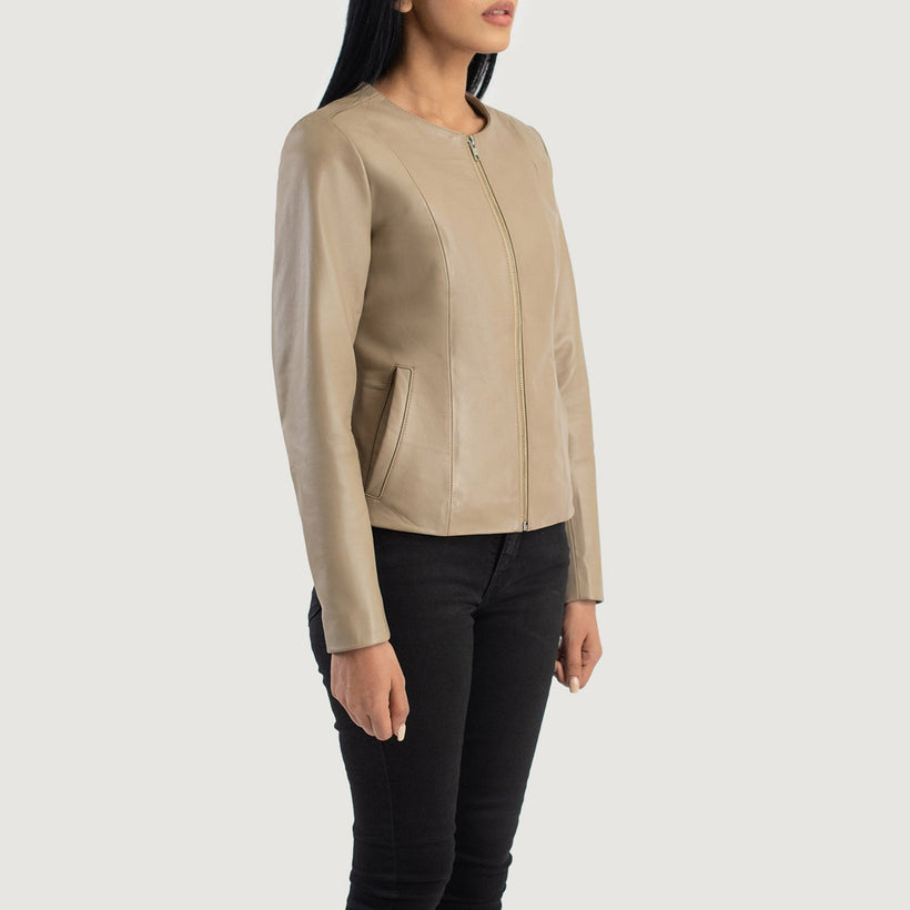 Elixir Collarless Veste en Cuir pour Femme