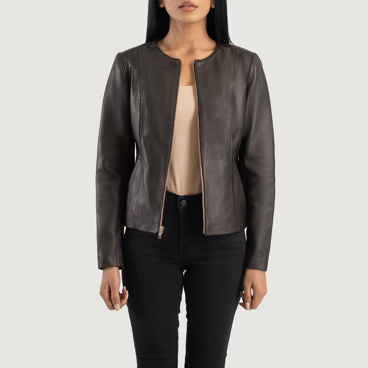 
Elixir Collarless Veste en Cuir pour Femme – alternate product view 1