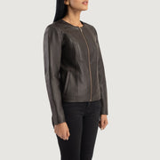 
Elixir Collarless Veste en Cuir pour Femme – alternate product view 2