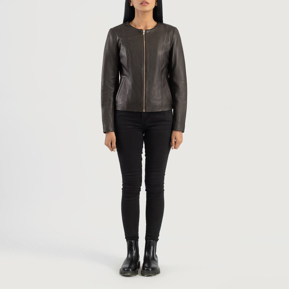 
Elixir Collarless Veste en Cuir pour Femme – alternate product view 3