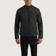 Vue détaillée of Classic Collar &amp; Zipper Hardware on Elliot Noir Lightweight Veste en Cuir pour Homme
