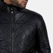Equilibrium Noir Veste en Cuir pour Homme - Vue de profil avec coupe de manche ergonomique