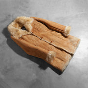 Open Hem &amp; Hem Craftsmanship Construction Detail on Erica Beige Leather Coat
