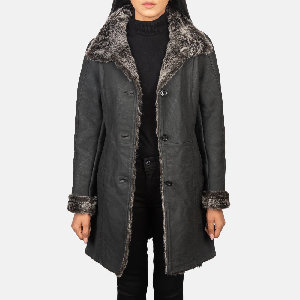 Erica Shearling Manteau en Cuir pour Femme – Vue produit alternative 1