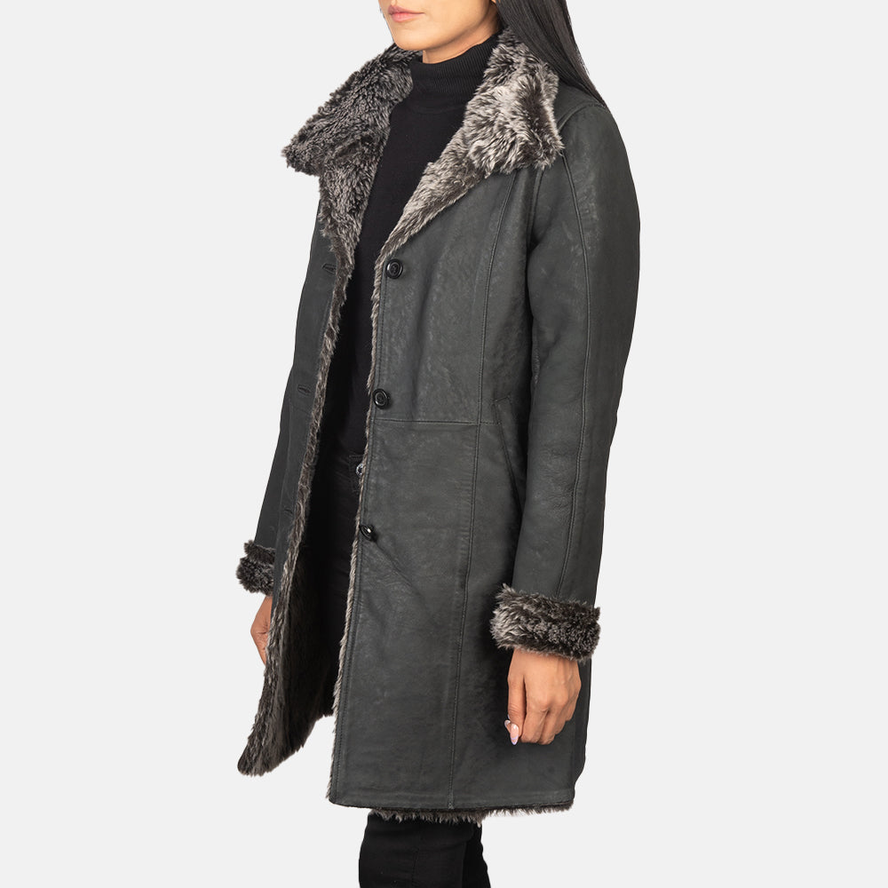 Erica Shearling Manteau en Cuir pour Femme – Vue produit alternative 2