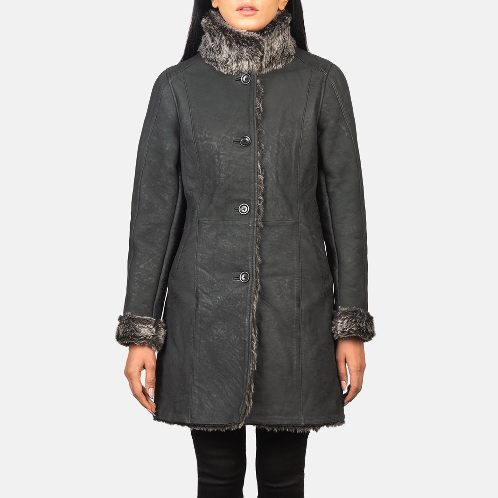 Erica Shearling Manteau en Cuir pour Femme – Vue produit alternative 4