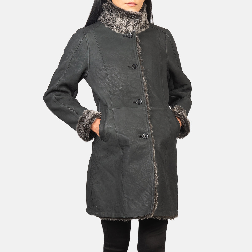 Erica Shearling Manteau en Cuir pour Femme – Vue produit alternative 6