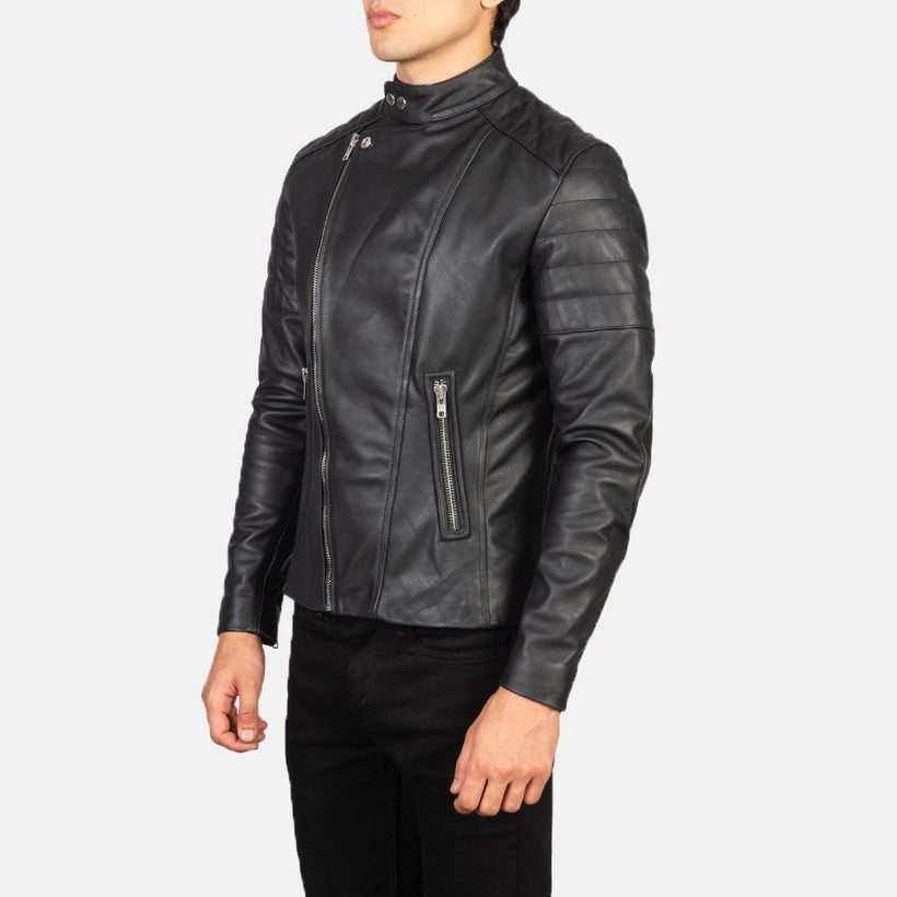 Faisor Mocha Veste Motard en Cuir pour Homme