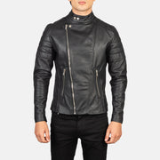 Vue détaillée of Band with Snap Buttons &amp; Zipper Hardware on Men's Faisor Mocha Suede Biker Jacket