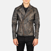 Faisor Mocha Veste Motard en Cuir pour Homme – Vue produit alternative 1
