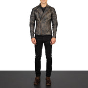 Faisor Mocha Veste Motard en Cuir pour Homme – Vue produit alternative 3