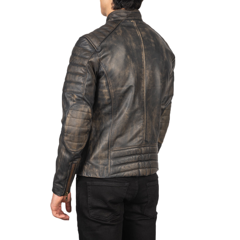 Faisor Mocha Veste Motard en Cuir pour Homme – Vue produit alternative 5