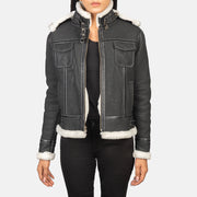 Fiona Hooded Veste en Peau Lainée pour Femme – Vue produit alternative 1