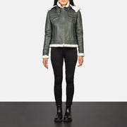 Fiona Hooded Veste en Peau Lainée pour Femme – Vue produit alternative 2