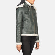 Fiona Hooded Veste en Peau Lainée pour Femme – Vue produit alternative 4