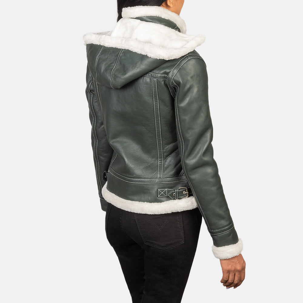 Fiona Hooded Veste en Peau Lainée pour Femme – Vue produit alternative 5