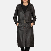 
Fixon Hooded Marron Trench-coat en Cuir pour Femme in Brown Sheepskin Leather - Vue de face & silhouette ajustée | Acheter en ligne
