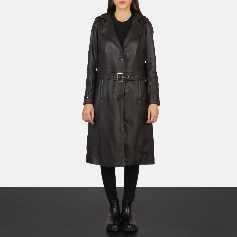 Fixon Hooded Brown Trench Coat - Vue de profil mettant en valeur la coupe de manche ergonomique