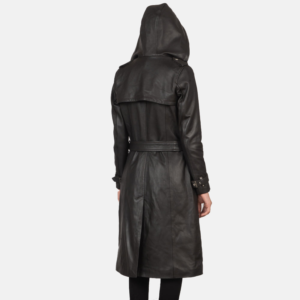 Vue détaillée of Hooded & Button + Belt Hardware on Fixon Hooded Brown Trench Coat