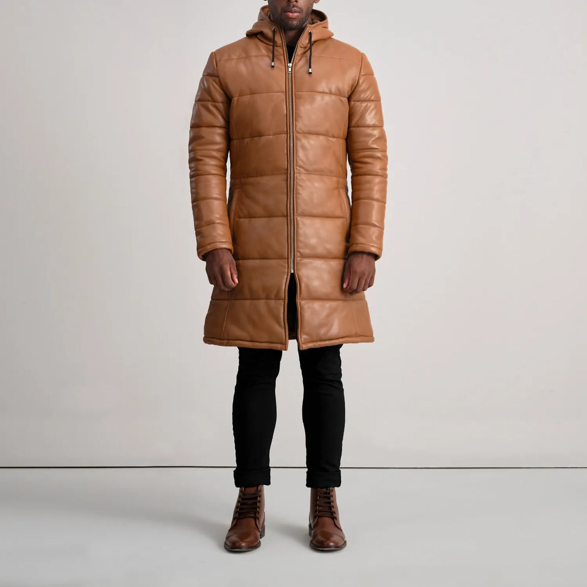 
Floyd Manteau en Cuir Camel Puffer Veste en Cuir pour Homme – alternate product view 3
