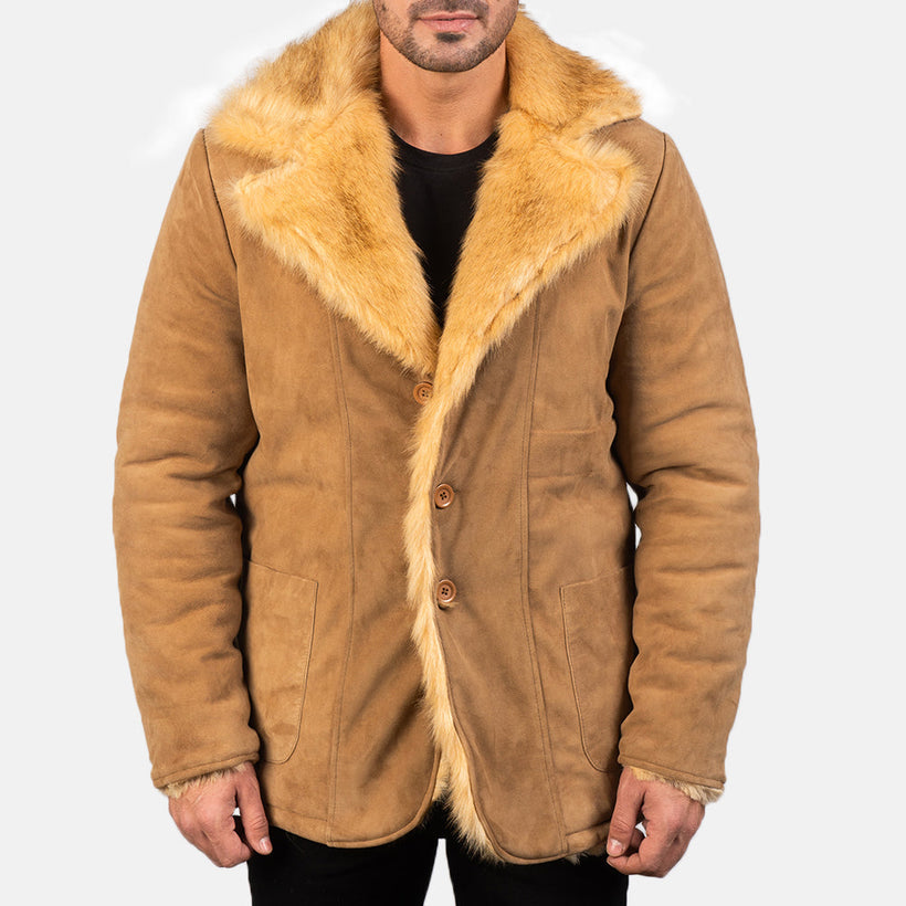 Furlong Manteau en Cuir Beige Manteau en Cuir pour Homme