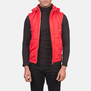 
Fuston Rouge Doudoune sans manches à capuche pour Homme in Red Nylon - Vue de face & silhouette ajustée | Acheter en ligne