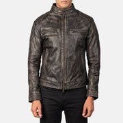 Men's Gatsby Quilted Distressed Brown Leather Jacket - Vue de profil avec coupe de manche ergonomique