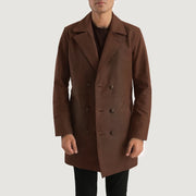 Men's Half Life Marron Manteau en Cuir pour Homme - Vue de profil avec coupe de manche ergonomique