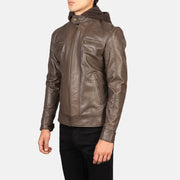 
Brown Cowhide Leather Biker Jacket - Vue arrière montrant la carrure ajustée et l'ourlet net