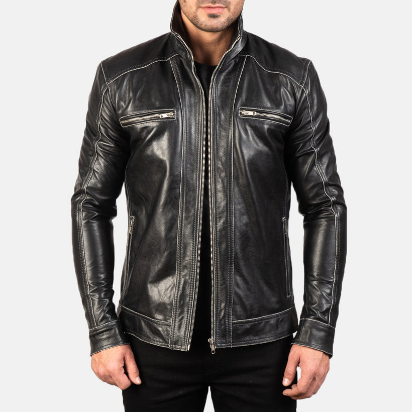 Hudson Veste Motard en Cuir pour Homme