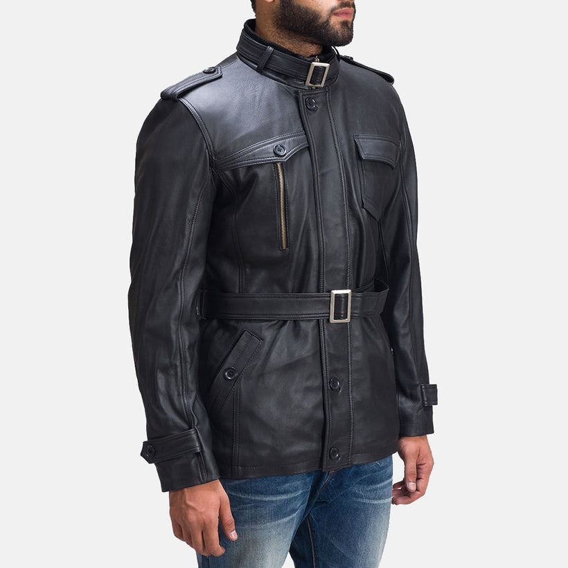 Hunter Noir Veste en Cuir pour Homme