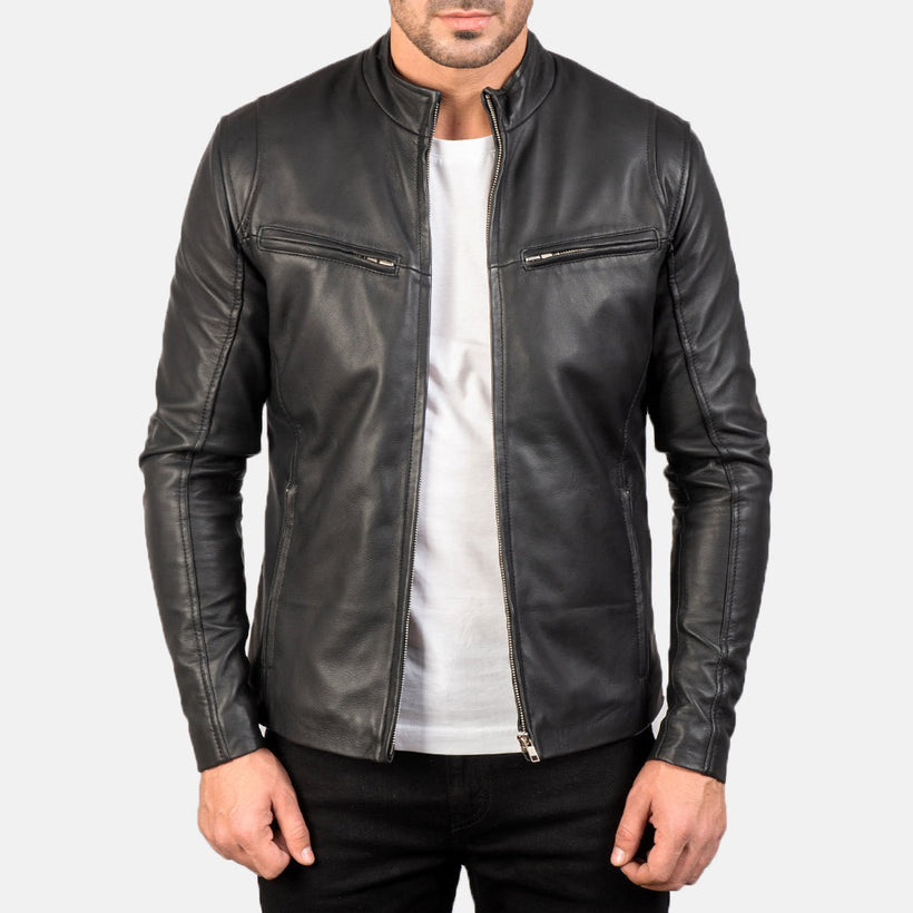 Ionic Veste Motard en Cuir pour Homme