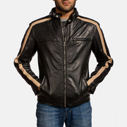 Black Sheepskin Leather Biker Jacket - Vue de dos avec coupe ajustée aux épaules &amp; ourlet soigné