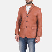 Brown Sheepskin leather Blazer - Vue de dos avec coupe ajustée aux épaules &amp; ourlet soigné
