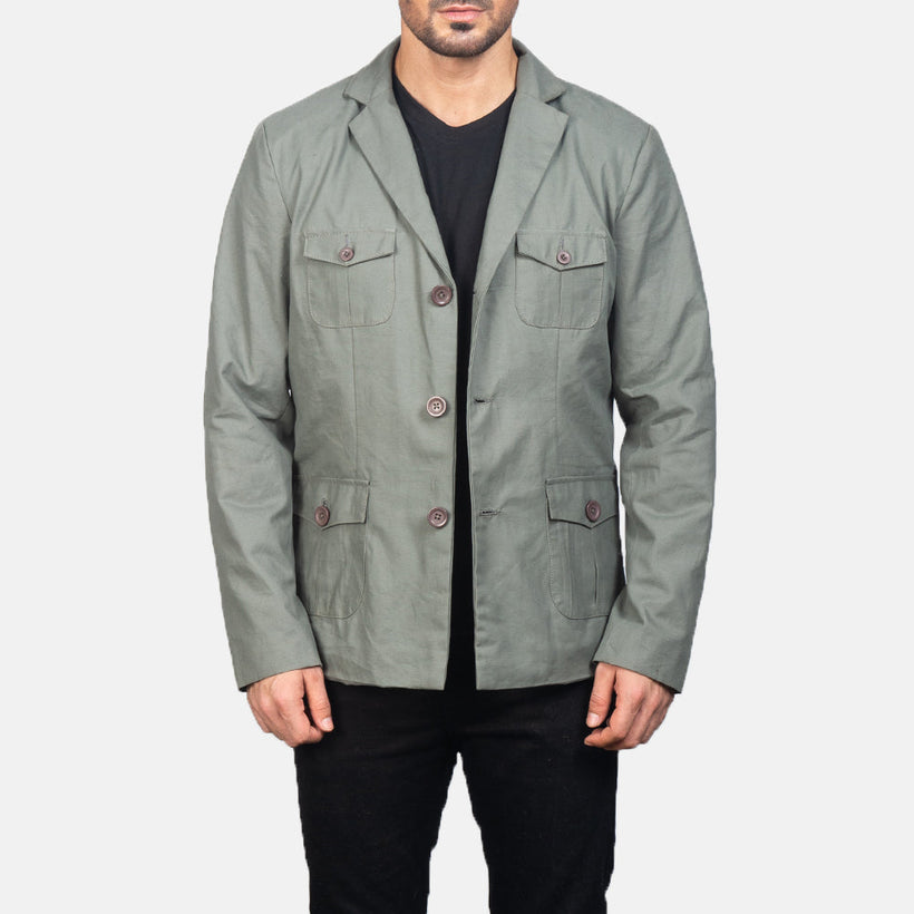 Kajetan Gris Safari Veste en Cuir pour Homme