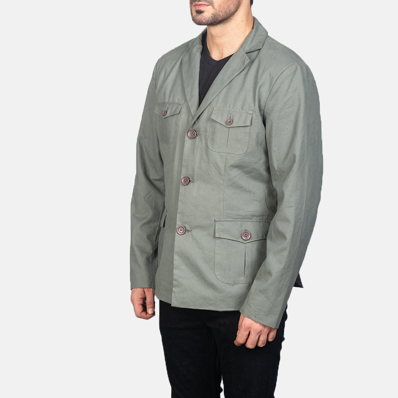 Kajetan Gris Safari Veste en Cuir pour Homme